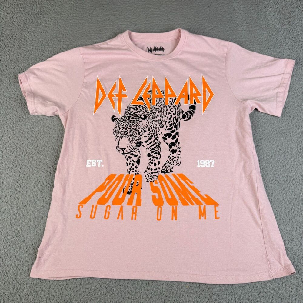 DEF LEPPARD T Shirt Womens Large Pink Pour Some Sugar On Me